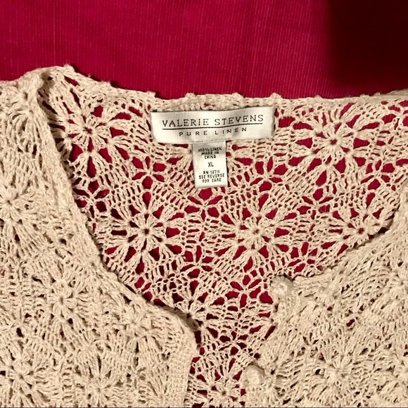 Valerie Stevens- pure linen natural color boho weave sweater Small - Picture 10 of 13